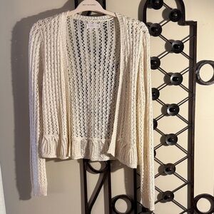 LC Lauren Conrad Ivory Open-Knit Cardigan